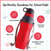 SOPL-OLIVEWARE Spin Water Bottle with Better Grip, 500 ml Bottle, BPA Free & Leak Proof, For Home, Office & Gym use - Red