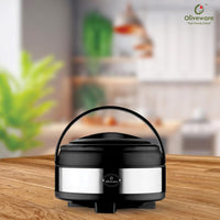 oliveware Glory Insulated Stainless Steel Casserole | High Grade | Steel Interior | Puff Insulated Lid | Keeps Chapati, Food, Curry | Easy to Carry Handle | Sturdy Base | 2000 ml