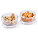 SOPL-OLIVEWARE Lily Glass Lunch Box with Fabric Bag, Leak Proof & Microwave Safe, 2 Container with 400ml Each- Blue