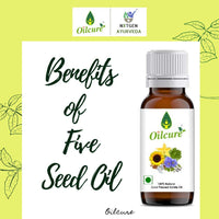 Oilcure Five Nectars Oil | Cold Pressed Coriander, Sunflower, Pumpkin, Black Sesame & Flax Seed Oil - 100 ml