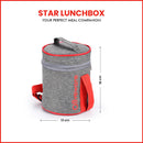 SOPL-OLIVEWARE Star Lunch Box, 100% Leak Proof, 3 Stainless Steel Containers with BPA Free Airtight Lids (600ml, 600ml & 300ml), Fabric Bag - Red
