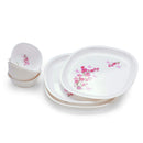 oliveware Plastic Flora Dinner Set | Microwave Safe | Dishwasher Safe | BPA-free | for Heating & Serving | for Breakfast, Lunch, Dinner - (Pink, 4 Plates + 4 Bowls)