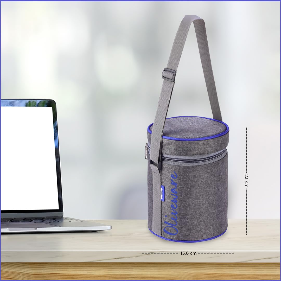 SOPL-OLIVEWARE Innox Glassware Lunchbox, Borosilicate Glass Containers, Microwave Safe & Leak Proof, 3 Containers with BPA Free Airtight Lid (400ml) Each - Blue