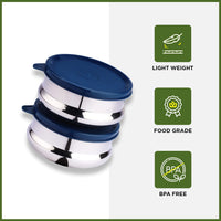 oliveware with Device Wonder Stainless Steel Containers, Leak Proof & Spill Proof, Dishwasher Safe, Set of 2 (450ml) Each - Blue