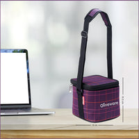 SOPL-OLIVEWARE Feast Glassware Square Lunchbox, Borosilicate Glass Containers, Microwave Safe & Leak Proof, 2 Containers with BPA Free Lids (320ml) Each - Voilet