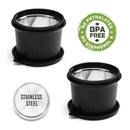 oliveware Benny Microwave Containers with BPA Free Airtight Lid, Stainless Steel Container, Leak Proof, Home & Office Use, Set of 2 (600ml) - Black