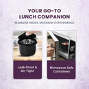 Oliveware Octavia Lunchbox, Steel Cutlery & Napkin, Microwave & Freezer Safe, 2 Inside Steel containers (2x450ml), Plastic Pickle Box (130ml), Steel Bottle (450ml), Fabric Bag - Voilet