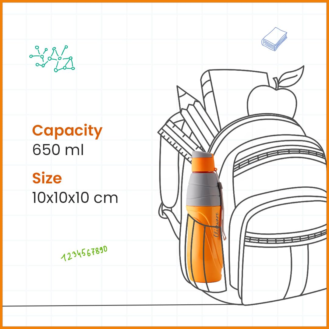 SOPL-OLIVEWARE Eagle Water Bottle with Better Grip, 650 ml Bottle, BPA Free & Leak Proof, For Home, Office & Gym use - Yellow