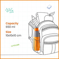 SOPL-OLIVEWARE Eagle Water Bottle with Better Grip, 650 ml Bottle, BPA Free & Leak Proof, For Home, Office & Gym use - Yellow