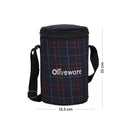 SOPL-OLIVEWARE Amber Lunch Box, Microwave Safe & Leak Proof, 3 Inside Steel Containers with BPA Free Lids (2 * 450ml & 600ml), Fabric Bag - Blue