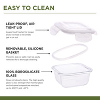 SOPL-OLIVEWARE Deluxe Glassware Lunchbox, Borosilicate Glass Containers, Microwave Safe & Leak Proof, 2 Containers with BPA Free Airtight Lid (320ml) Each - Blue