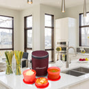 oliveware Easy Meal Plastic Lunch Box with Insulated Fabric Bag, BPA Free & Leak Proof, Set of 3 (290ml, 600ml, 600ml), Full Meal - Red