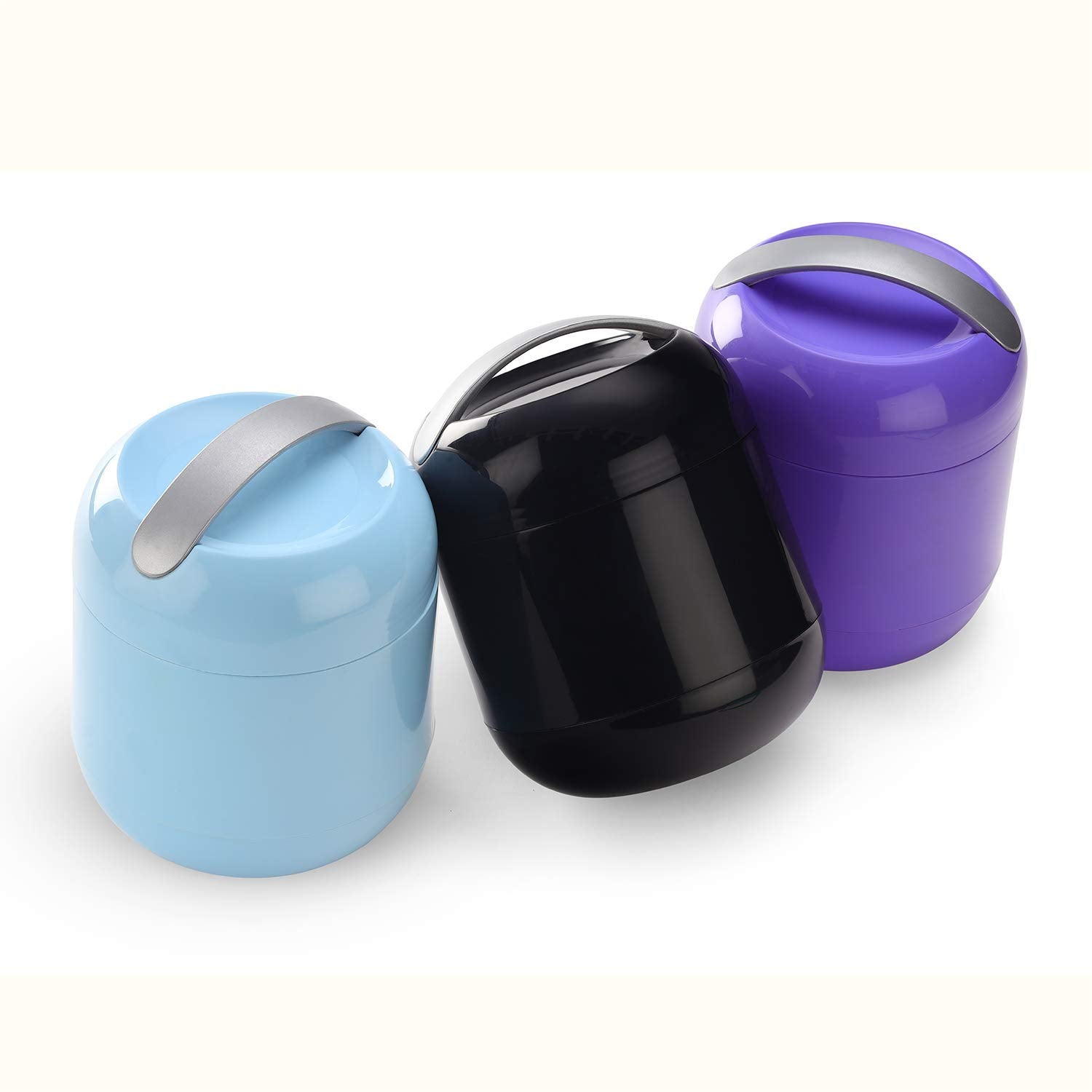 oliveware Bella Lunch Box, 3 Stainless Steel Containers 300ml Each, Insulated Body with Carry Handle, Leak Proof, Complete Meal Hot Case (Violet)