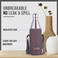 Oliveware Camo Vaccum Bottle with Sleeve, Stainless Steel (1000ml), Hot and Cold, Insulated Bottle, Fit for Indoor & Outdoors - Silver