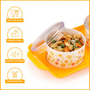 oliveware Blossom Dry Fruit Container Tray with Airtight Lid, BPA Free, For Snacks & Dry Fruits, 2 Containers (350ml) each - Yellow