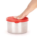 oliveware Magic Storage Containers, 100% Leak Proof and Spill Proof, 2 Stainless Steel Containers with BPA Free Airtight Lid (600ml Each) - Red