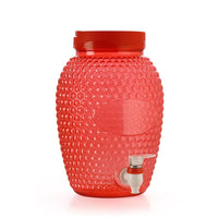 Oliveware Boom Jug | Red | 4000 ML Capacity | with a Set of 4 Glasses | BPA Free Premium Range | for Fridge - Home & Office
