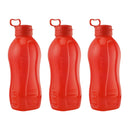 oliveware Jumbo 2 Litre Water Bottle, 100% Leak Proof, BPA Free Premium Plastic Bottle, for Home, Office & Gym, Sturdy with Holder, Pack of 3 (Red)