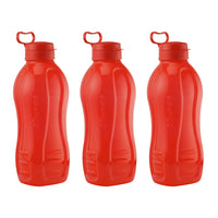 oliveware Jumbo 2 Litre Water Bottle, 100% Leak Proof, BPA Free Premium Plastic Bottle, for Home, Office & Gym, Sturdy with Holder, Pack of 3 (Red)