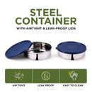 oliveware SOPL (logo) with Device Classic Duo Stainless Steel Storage Container with BPA Free Lid, Leak Proof & Spill Proof, Dishwasher & Freeze Safe, Set of 2 with 1000ml Each - Blue