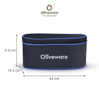 SOPL-OLIVEWARE Valley Lunch Box, Steel Spoon & Fork, Microwave Safe, 4 Inner Steel Container with BPA Free Lid (2 * 290ml & 2 * 450ml), Fabric Bag - Red