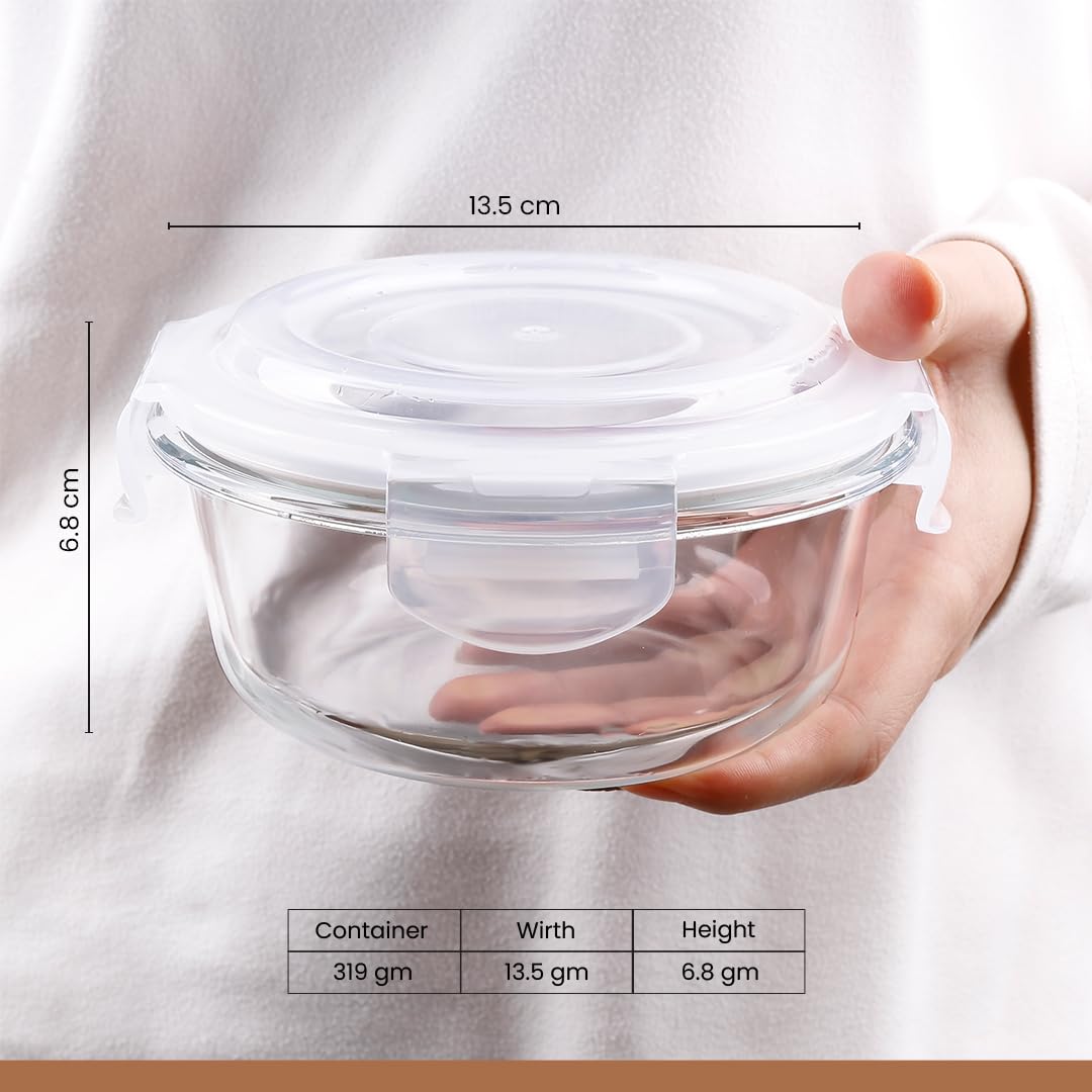 Oliveware Food Storage Container | Round Container | 400 ml| Air-Tight Fridge Organizer Case | BPA-Free Locking Lids | Microwave & Freezer Safe | Leak Proof Food Storage Meal Prep Containers
