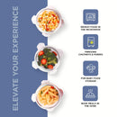 SOPL-OLIVEWARE Italian Glass Lunch Box with Steel Spoon & Napkin, Microwave Safe, Borosilicate Glass Containers, Set of 3 (400ml Each), Fabric Bag - Blue