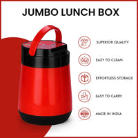Oliveware Jumbo Lunch Box - 4 Containers | Full Set Office Use | Insulated Body | Leak Proof | Full Meal & Easy to Carry - Red