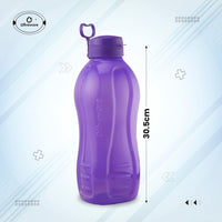 oliveware Jumbo 2 Litre Water Bottle, 100% Leak Proof, BPA Free Premium Plastic Bottle, for Home, Office & Gym, Sturdy with Holder, Pack of 2 (Red & Purple)