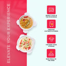 SOPL-OLIVEWARE Joy Glassware Round Lunchbox, Borosilicate Glass Containers, Microwave Safe & Leak Proof, 2 Containers with BPA Free Lids (400ml) Each - Red