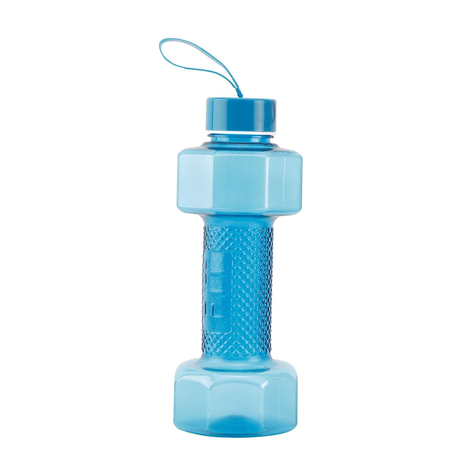 oliveware Dumbbell Water Bottle - Blue | BPA Free Durable Plastic | Fits Bags & Fridge | 750 ml Capacity | for Home & Office Use