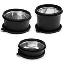 oliveware with Device Benny Microwave Containers with BPA Free Airtight Lid, Leak Proof, 3 Inner Steel Container (290 ml, 450 ml & 600 ml), Home & Office Use - Black, Plastic