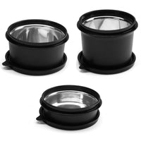 oliveware with Device Benny Microwave Containers with BPA Free Airtight Lid, Leak Proof, 3 Inner Steel Container (290 ml, 450 ml & 600 ml), Home & Office Use - Black, Plastic