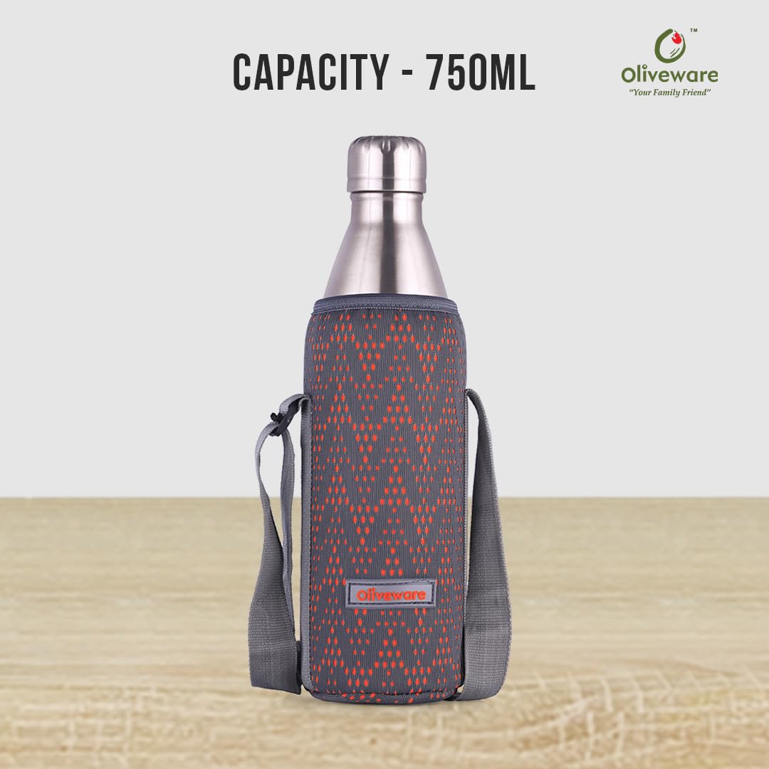 Oliveware Camo Vaccum Bottle with Sleeve, Stainless Steel (750ml), Hot and Cold, Insulated Bottle, Fit for Indoor & Outdoors - Silver