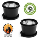 oliveware Benny Microwave Containers with BPA Free Airtight Lid, Stainless Steel Container, Leak Proof, Home & Office Use, Set of 2 (600ml) - Black