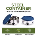 oliveware with Device Wonder Stainless Steel Containers, Leak Proof & Spill Proof, Dishwasher Safe, Set of 2 (450ml) Each - Blue