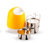 oliveware SOPL (Logo) with Device Marvel Lunch Box with Insulated Box, 3 Stainless Steel Containers 300ml Each, Leak Proof & Sturdy - Yellow