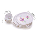 oliveware Flora Dinner Set 4 Plates + 4 Bowls Microwave Dishwasher Safe for Heating & Serving for Breakfast - Purple (Plastic)