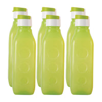 Oliveware Premium PET Water Bottle | SUPERIYA Range | Green - Pack of 6 | 1 Litre Bottle | Better Grip | 1000 Ml Capacity | for Home & Office Use
