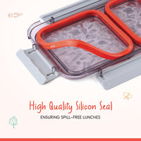 Oliveware Bento Master 2 Lunch Box | with 2 dividers | Steel Spoon | Stainless Steel | Dishwasher & Freezer Safe (Bento 2, Orange)