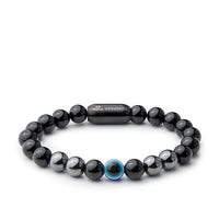 Protective Evil Eye Hematite Natural Stone Bracelet with Magsnap |Certified Natural Healing Stones for Protection & Balance