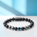 Protective Evil Eye Hematite Natural Stone Bracelet with Magsnap |Certified Natural Healing Stones for Protection & Balance