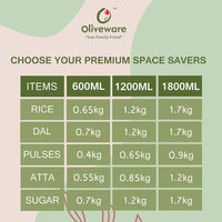 oliveware Modular Storage Containers, BPA Free, For Pulses, Rice, Dal, Atta, Flour, Set of 8 (6x600ml + 2x180ml) - Red