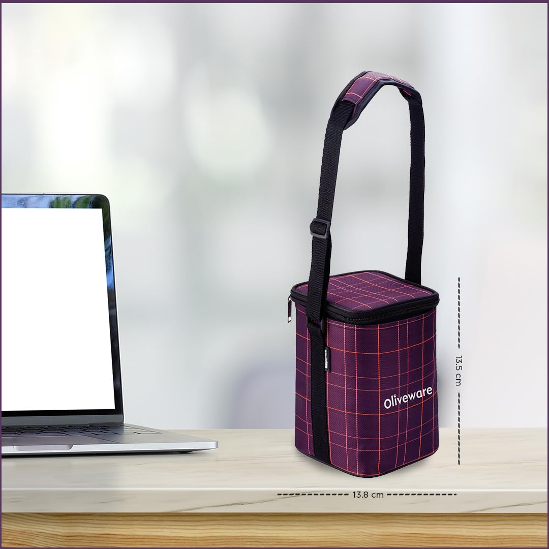 SOPL-OLIVEWARE Spyker Glassware Square Lunchbox, Borosilicate Glass Containers, Microwave Safe & Leak Proof, 3 Containers with BPA Free Lids (320ml) Each - Voilet