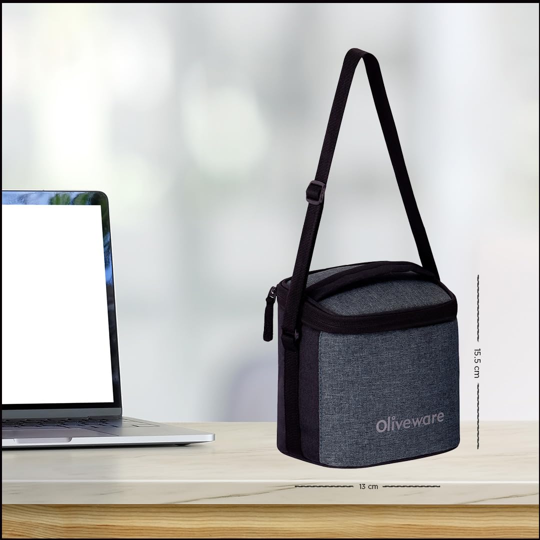 Oliveware Vegas Glassware Lunchbox for Office | Borosilicate Glass | Microwave, Dishwasher & Freezer Safe | Set of 2 Leak Proof & Air Tight Containers | 320ml each