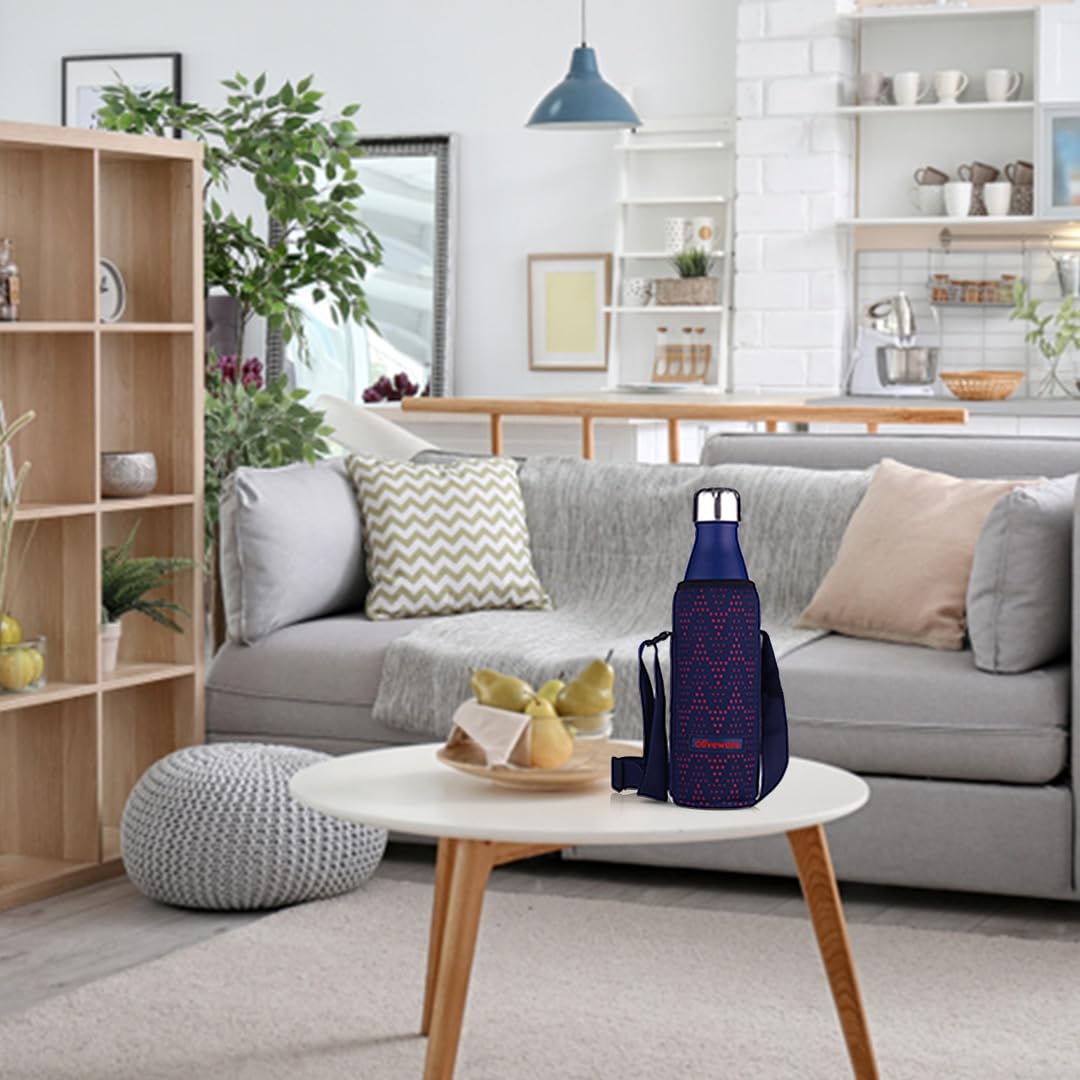 Oliveware Sigma Vaccum Bottle with Sleeve, Stainless Steel (500ml), Hot and Cold, Insulated Bottle, Fit for Indoor & Outdoors - Blue