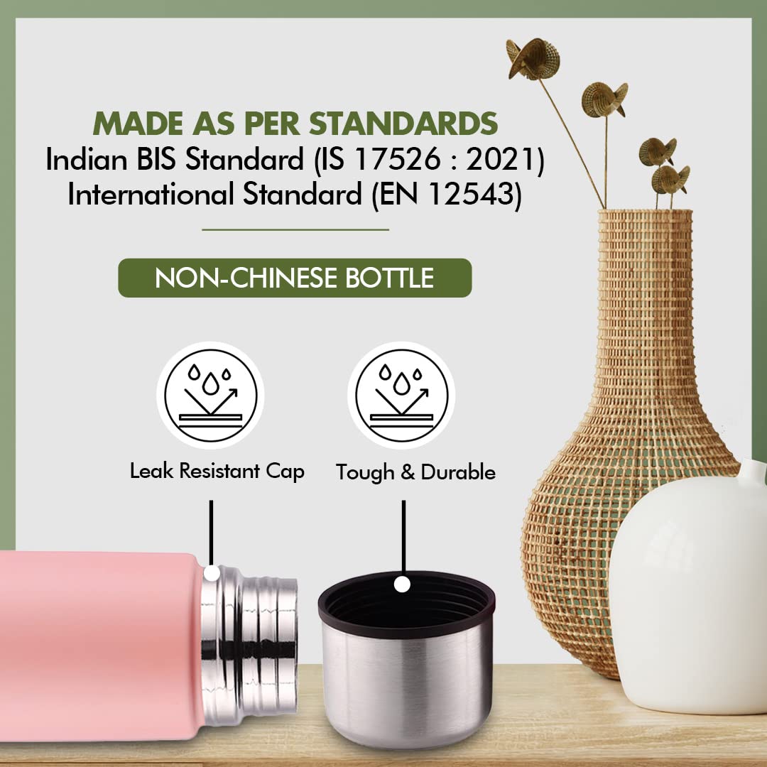 SOPL-OLIVEWARE Spyker Vacuum Double Wall Flask Bottle, Stainless Steel (500ml), Hot & Cold, Insulated Bottle, Fit for Indoor & Outdoors - Pink