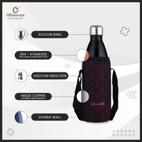 Oliveware Camo Vaccum Bottle with Sleeve, Stainless Steel (750ml), Hot and Cold, Insulated Bottle, Fit for Indoor & Outdoors - Black