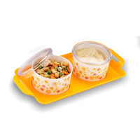 oliveware Blossom Dry Fruit Container Tray with Airtight Lid, BPA Free, For Snacks & Dry Fruits, 2 Containers (350ml) each - Yellow