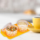 oliveware Blossom Dry Fruit Container Tray with Airtight Lid, BPA Free, For Snacks & Dry Fruits, 2 Containers (350ml) each - Yellow